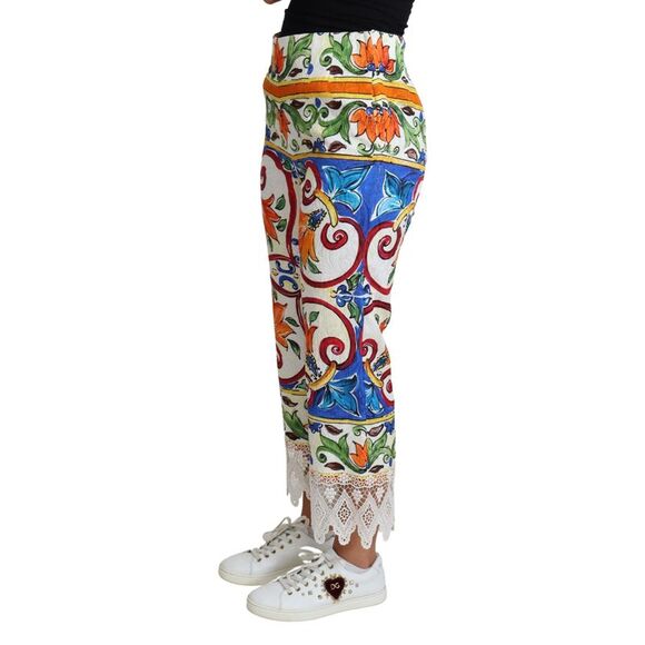 Dolce & Gabbana Dolce Gabbana Majolica Print Trousers Women Multicolor Jeans & - Picture 2 of 3